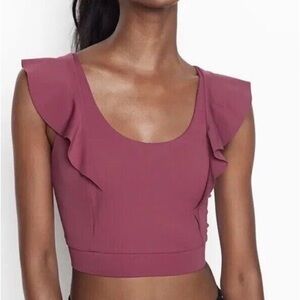 Victoria Secret Ruffle Sports Bra Crop Top Womens Small